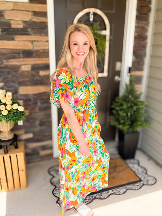 Maxi off the shoulder floral