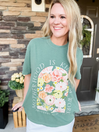 Motherhood is Kingdom Work CC Tee | Faith-Based Boutique Graphic Tee