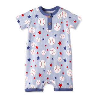 Grand Slam Baseball Bamboo Shorty Romper for Baby Boys