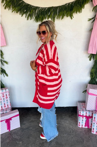 Cozy Christmas Cloud Cardigan - Stripe