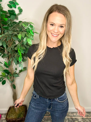 Basic But Danity Cropped Black Tee
