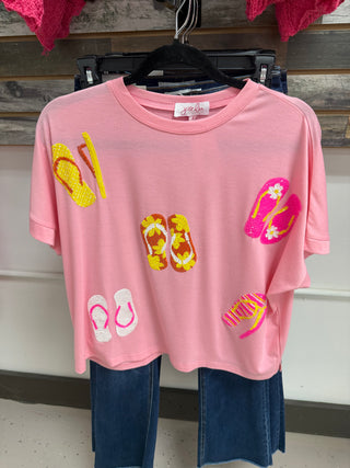 Flip Flop Fun Sequin Patch Top