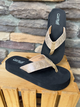 Gold Corky Flip Flop