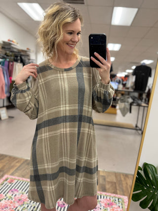 Taupe Plaid Dress