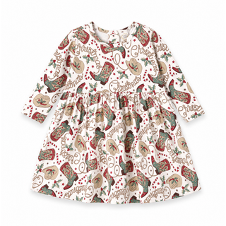 Western Christmas Girls Dress – Soft Bamboo Holiday Style
