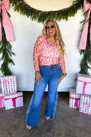Merry Meshmas Tops - Pink Boots