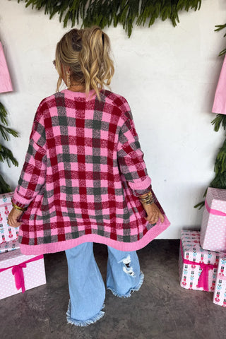 Cozy Christmas Cloud Cardigan - Plaid