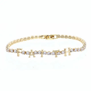 Clear Crystals with Gold Faith Bracelet
