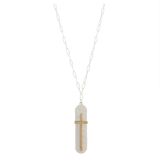 Two Tone Silver Cross Necklace