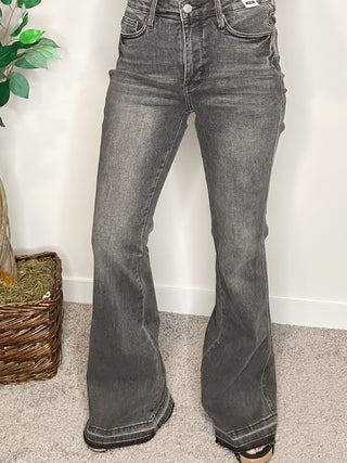 Grey Mid Rise Flare Judy Blue