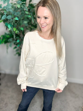 Beige Flower Patch Top