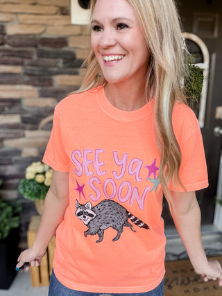See Ya Soon Raccoon Tee | Cute Boutique Graphic Tee for Women