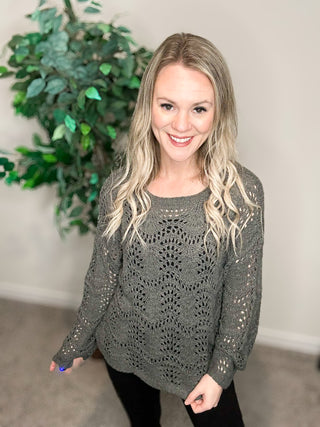 Ash Scalloped Hem Open Knit Sweater