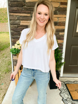 Essential White V Neck