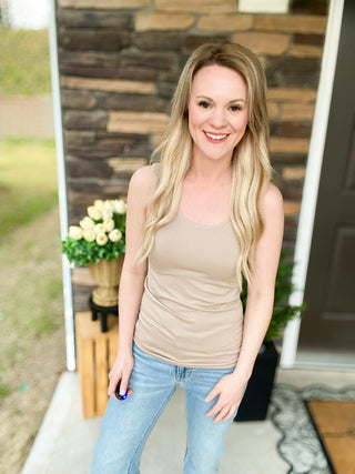 Two Way Seamless Tank - Taupe