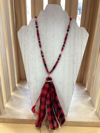 Red heart tassel necklace