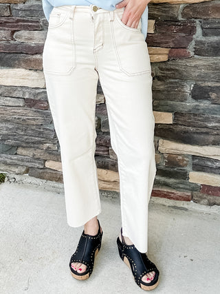 Judy Blue Ecru Cropped Jeans