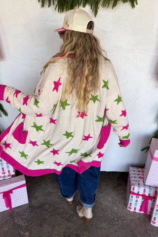 Cozy Christmas Cloud Cardigan - Stars