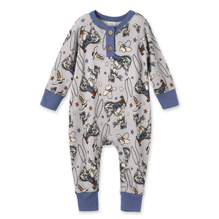 Western Cowboy Rodeo Henley Baby Romper - Bamboo