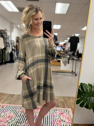Taupe Plaid Dress