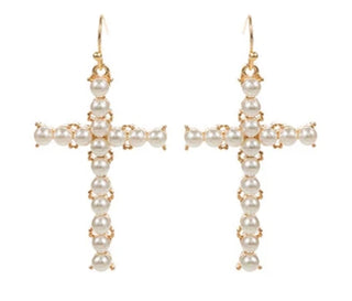 Pearl Cross Earring