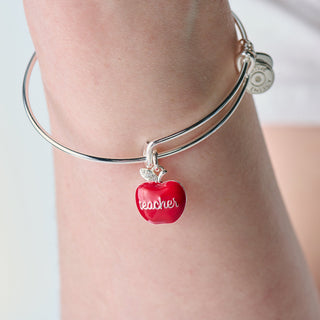 Teacher 'Grow, Inspire, Love' Apple Charm Bangle
