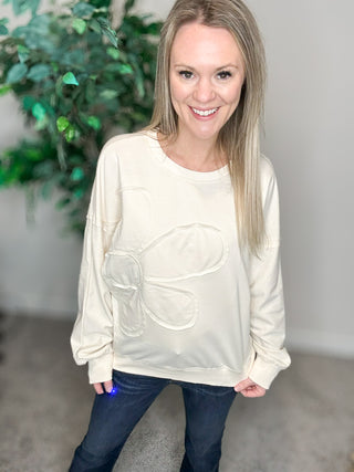 Beige Flower Patch Top