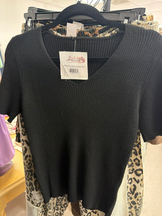 Black Short Sleeve Sweater Top