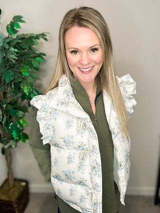 Ruffle Floral Vest