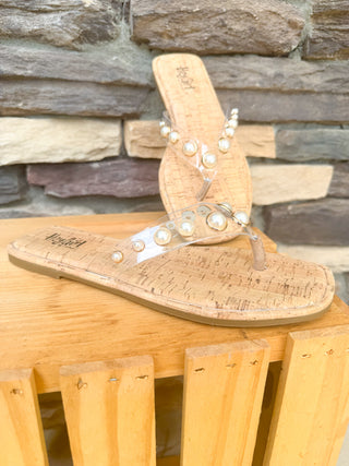 Corkys Jump In Clear Sandal | Pearl Strap Sandals