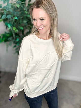 Beige Flower Patch Top