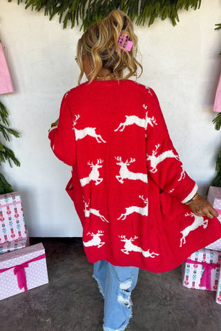Cozy Christmas Cloud Cardigan - Reindeer