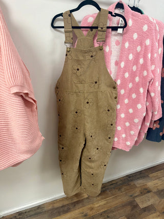 Khaki Flower Overalls