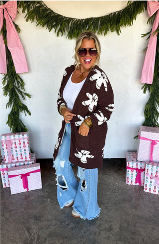 Cozy Christmas Cloud Cardigan - Gingerbread