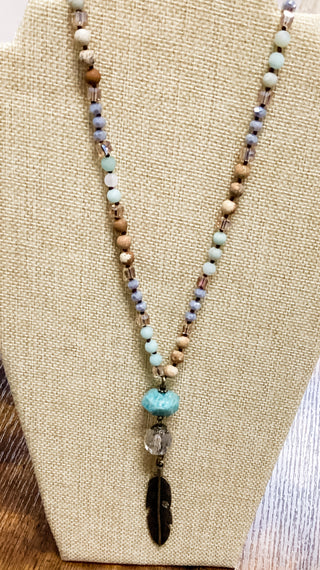 Feather quartz & Turq necklace