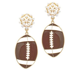 Pearl Football Earring