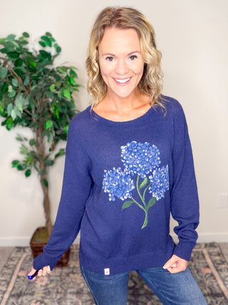 Navy Flower Sweater