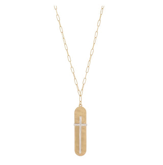 Two Tone Gold Cross Necklace