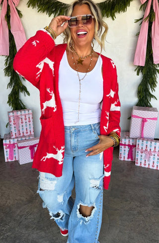 Cozy Christmas Cloud Cardigan - Reindeer