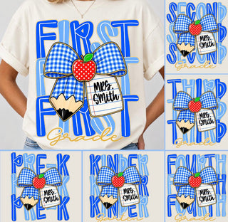 Custom Teacher Tee - Blue Bow