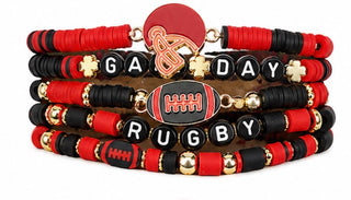 Black & Red Gameday Bracelet Stack