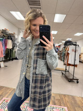 Button Up Gray Plaid