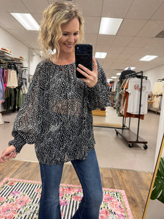 Ditsy Dot Top - Black