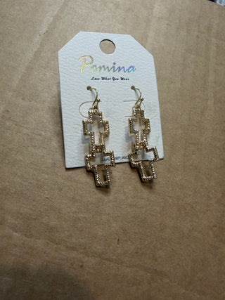 Double Cross Earrings Gold
