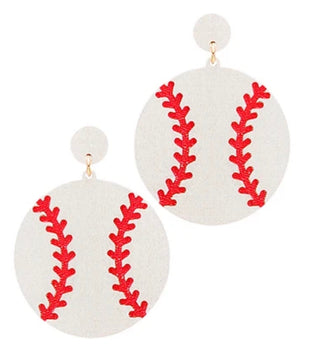 Wooden Carved Baseball Earrings