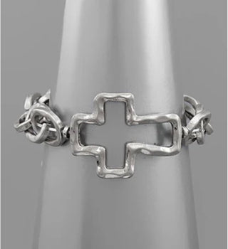 Silver Cross Link Bracelet