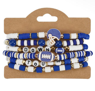 Blue & White Touchdown Bracelet Stack