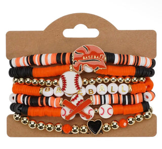 Charmed Black & Orange Baseball Bracelet Stack
