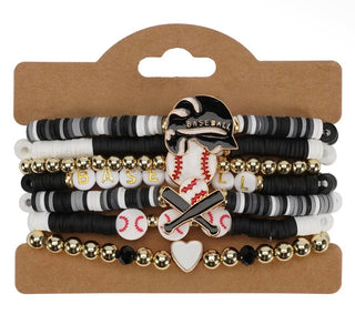 Charmed Black & White Baseball Bracelet Stack