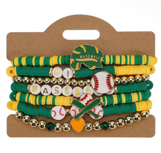 Charmed Green & Yellow Baseball Bracelet Stack